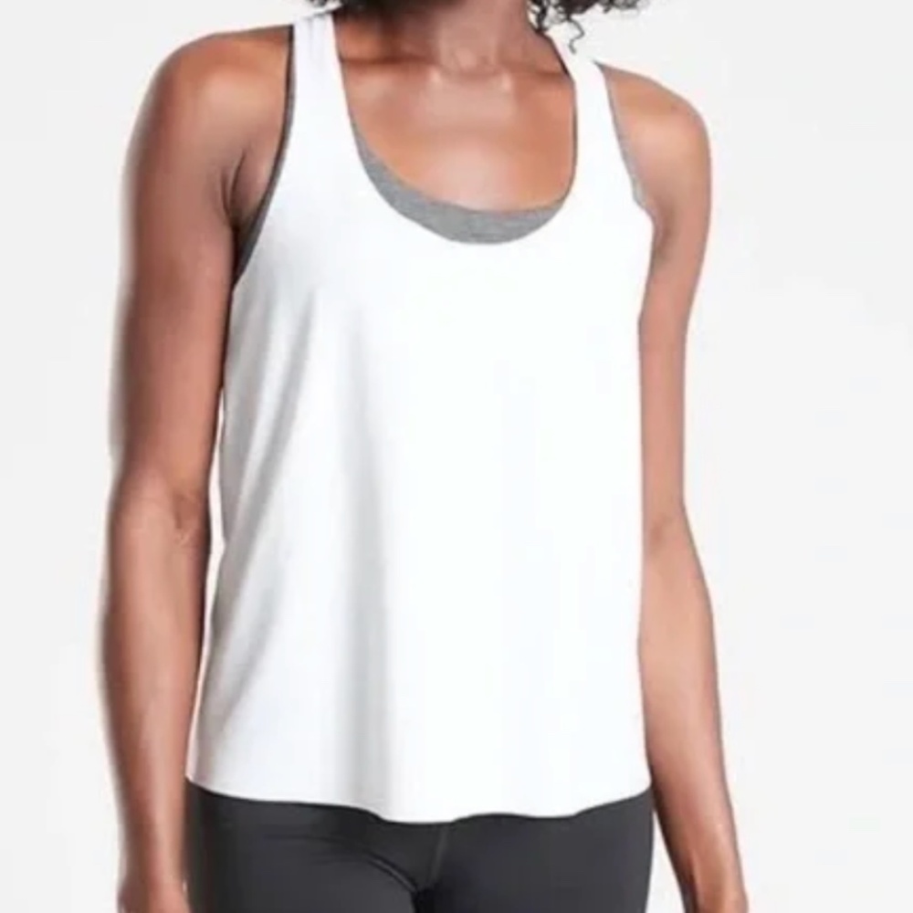 Athleta 2 In 1 Ultimate Support Bra Tank In White/Grey